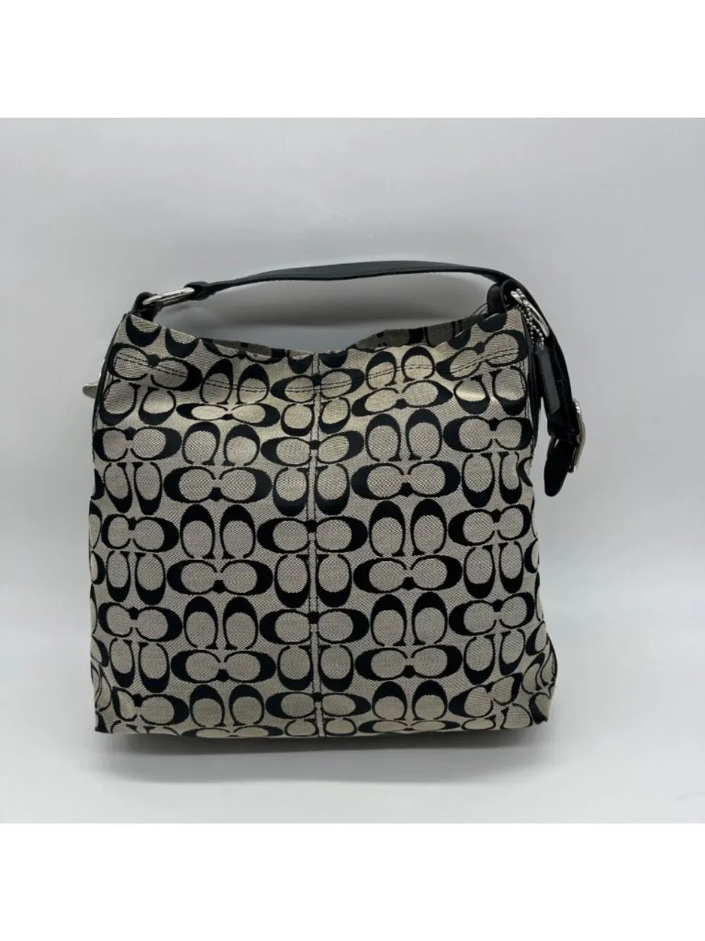 Coach Grey Signature Canvas Hobo Shoulder Bag F16538